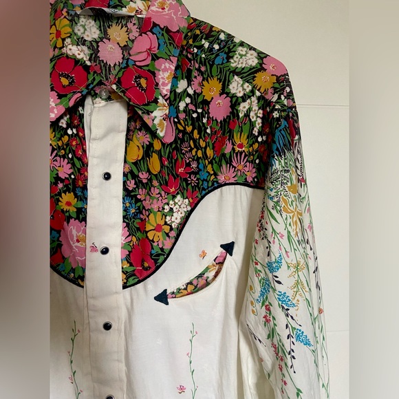 Vintage Other - Rare 60s 70s vintage hippie cowboy wildflower floral button cotton country shirt